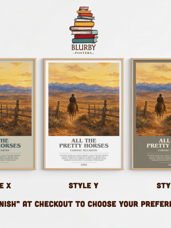 All The Pretty Horses bookish print in frame leaning in hallway – coming of age wall art