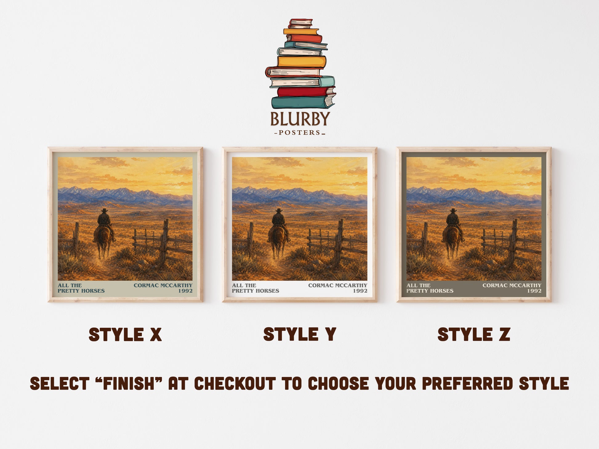All The Pretty Horses literary print in frame leaning in hallway – coming of age wall art