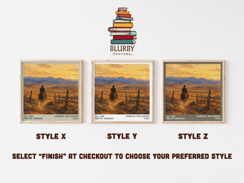 All The Pretty Horses literary print in frame leaning in hallway – coming of age wall art