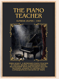 The Piano Teacher Minimalist Book Poster by Elfriede Jelinek – book poster