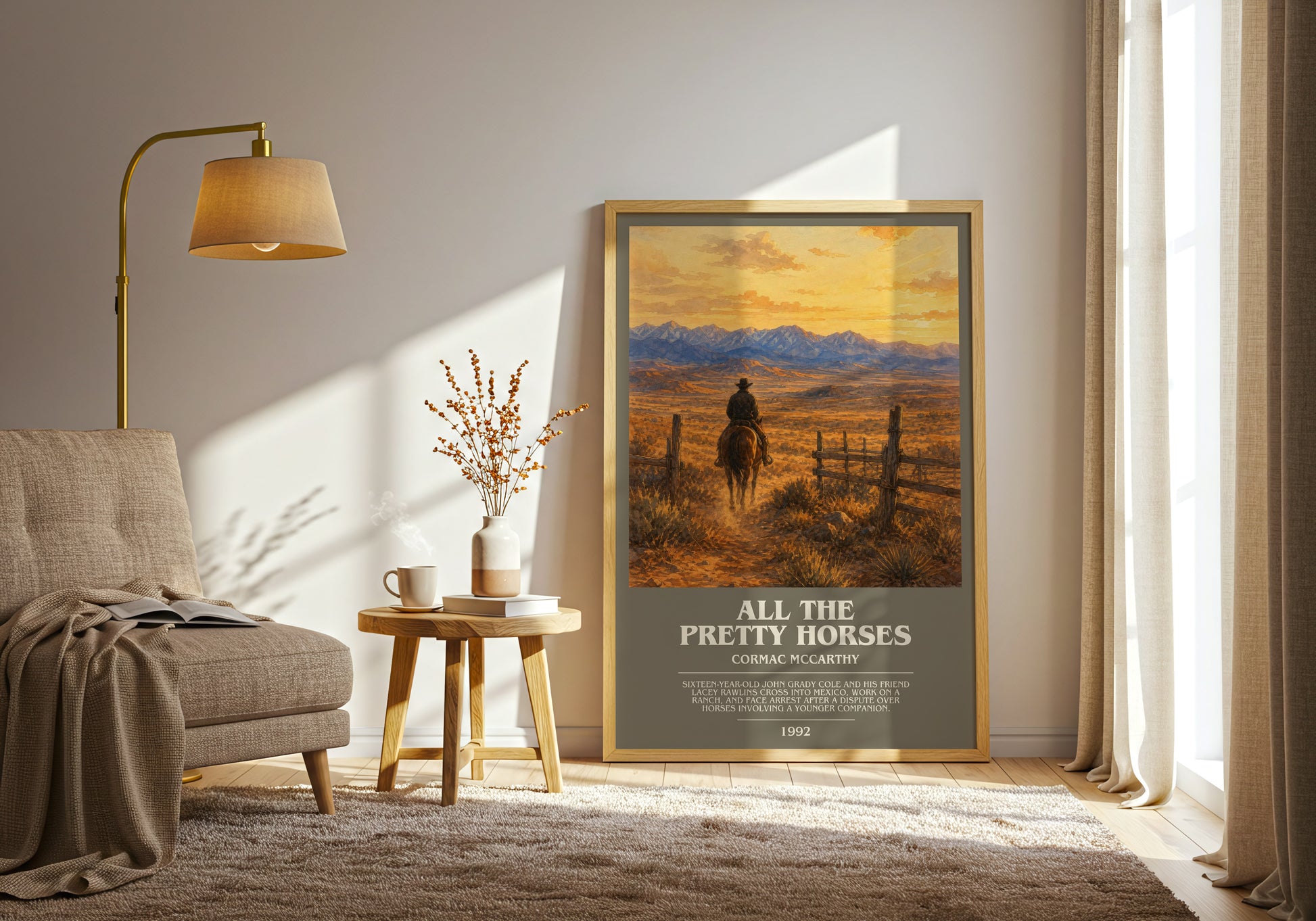 All The Pretty Horses bookish print on bookshelf – Cormac Mccarthy fan gift
