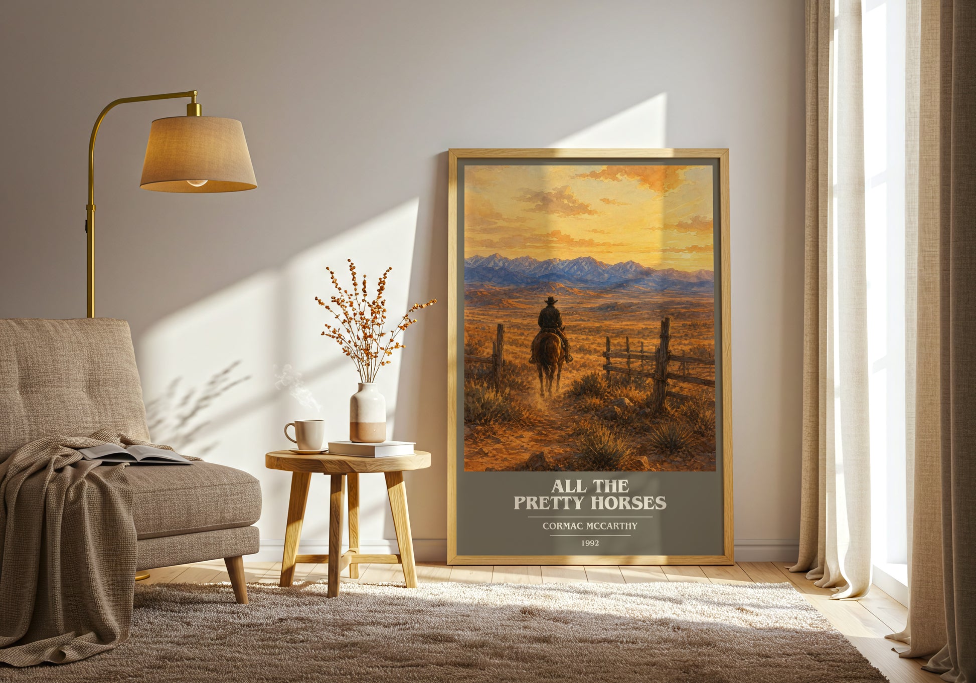 All The Pretty Horses book cover print on bookshelf – Cormac Mccarthy fan gift