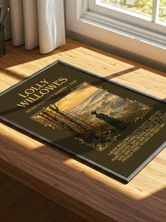 Lolly Willowes Minimalist Book Poster by Sylvia Townsend Warner – print on a sunlit desk