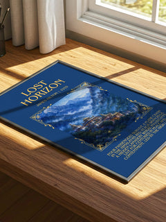 Lost Horizon Minimalist Book Poster by James Hilton – print on a sunlit desk