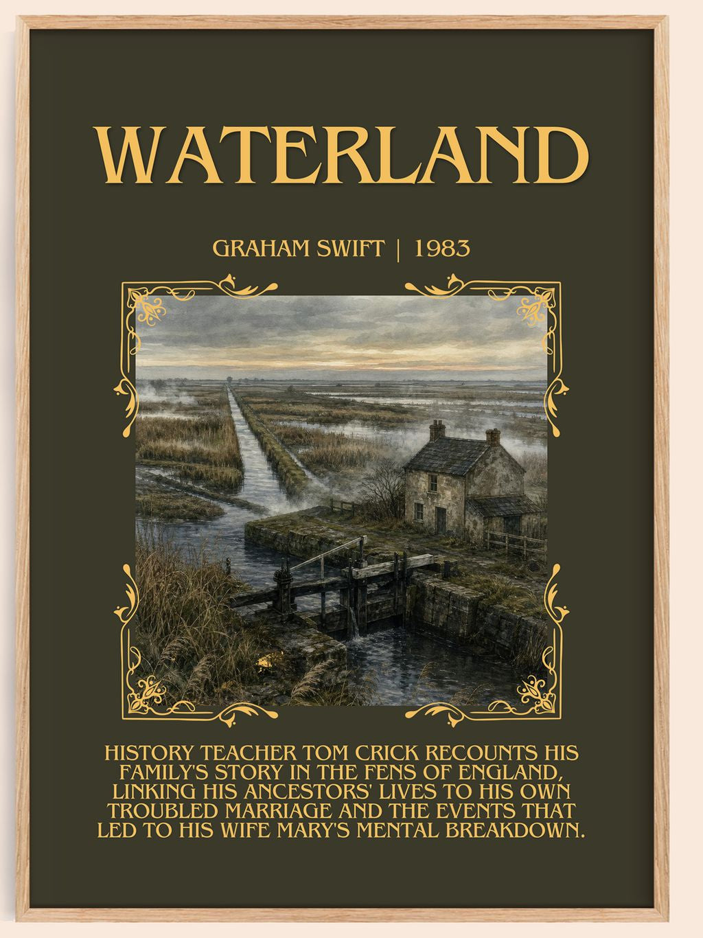 Waterland Minimalist Book Poster by Graham Swift – book poster
