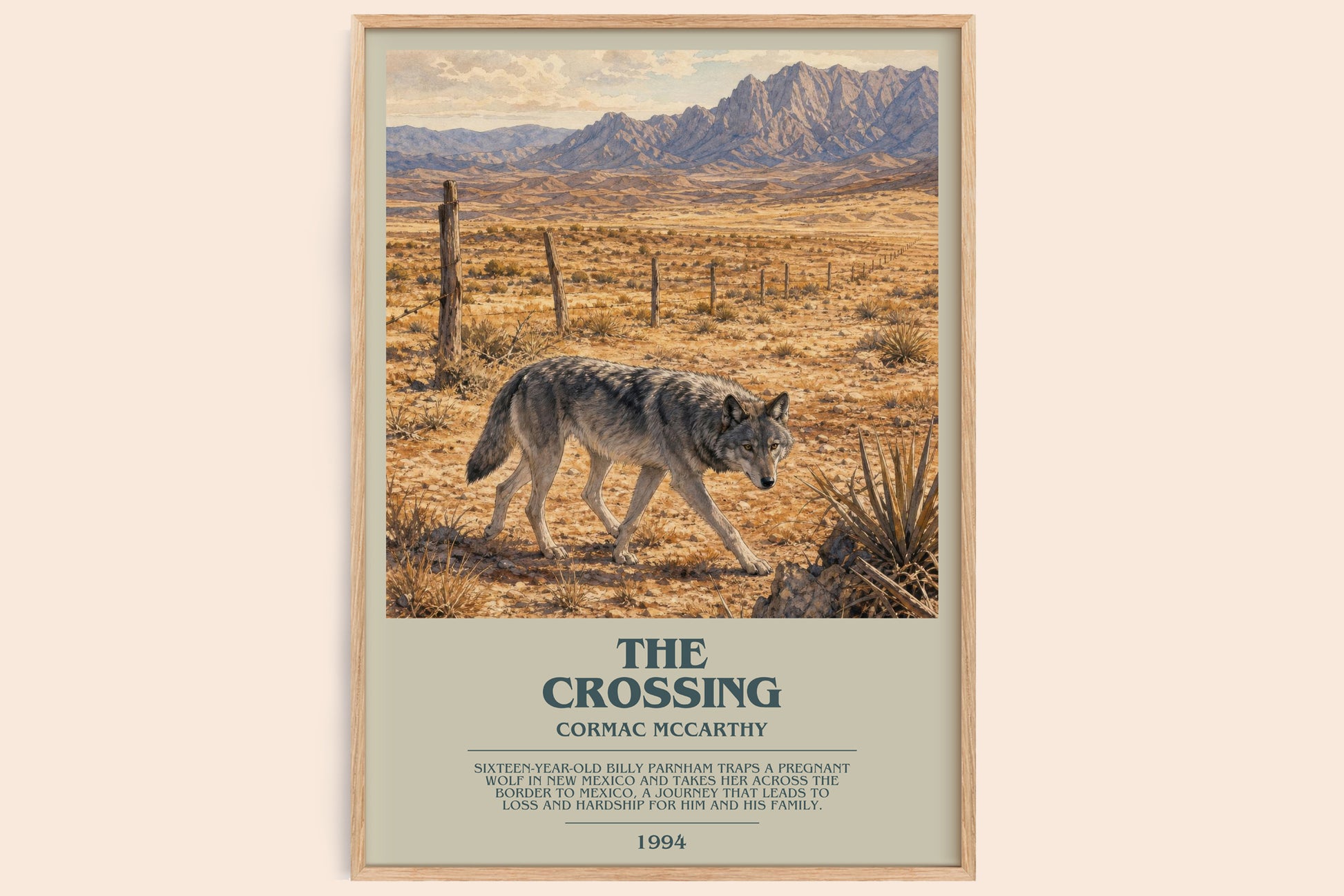 The Crossing bookish book poster by Cormac Mccarthy – framed literary art print