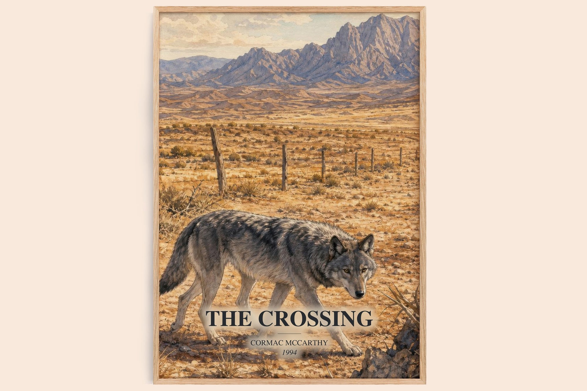 The Crossing watercolour book poster by Cormac Mccarthy – framed literary art print