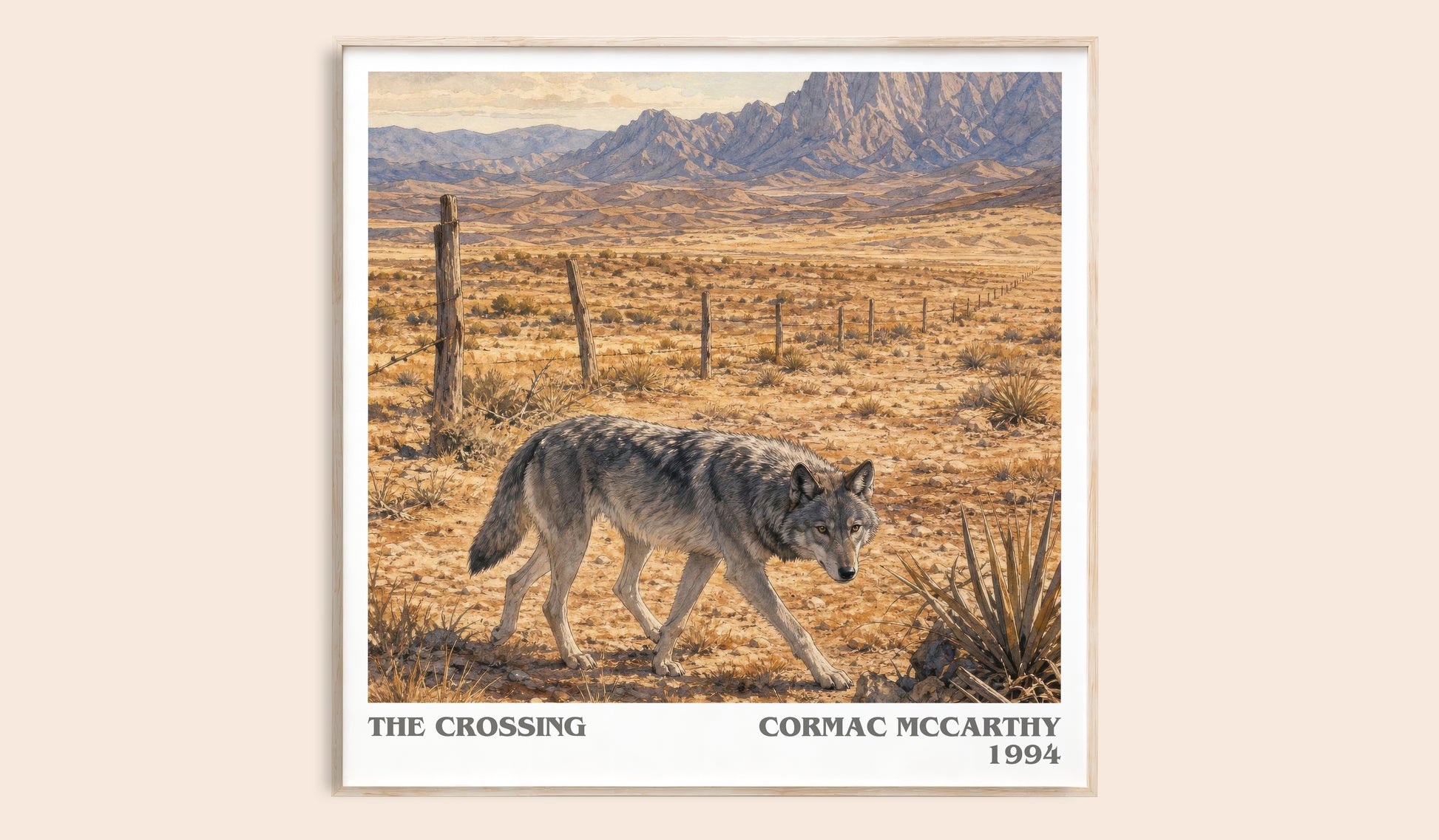 The Crossing literary book poster by Cormac Mccarthy – framed literary art print