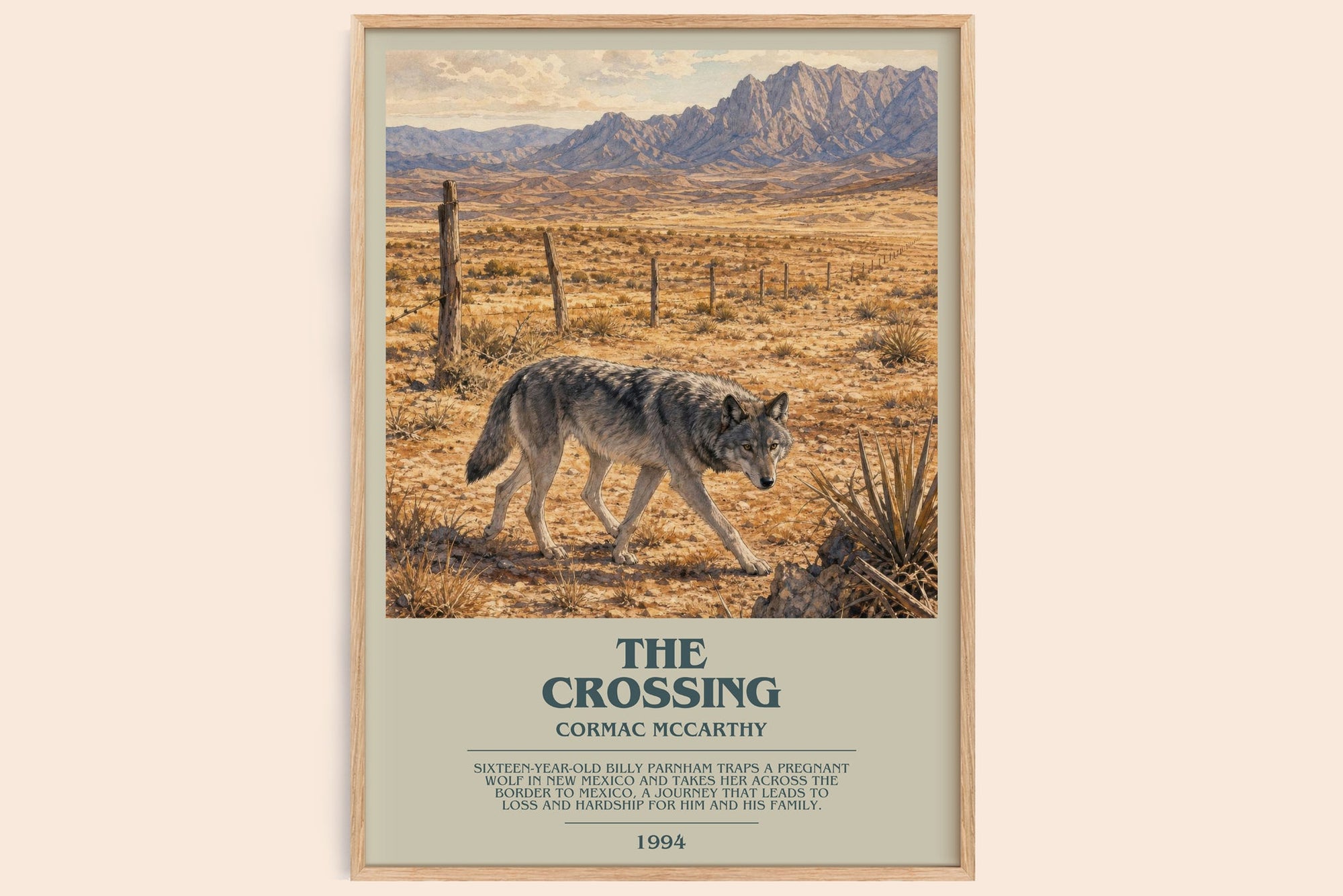 The Crossing bookish book poster by Cormac Mccarthy – framed literary art print