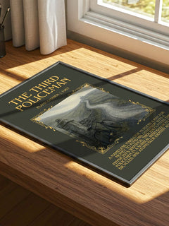 The Third Policeman Minimalist Book Poster by Flann O'Brien – print on a sunlit desk