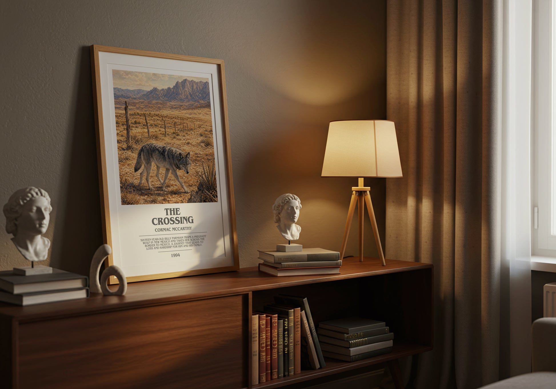 The Crossing bookish book poster framed on wall – literary fiction wall art