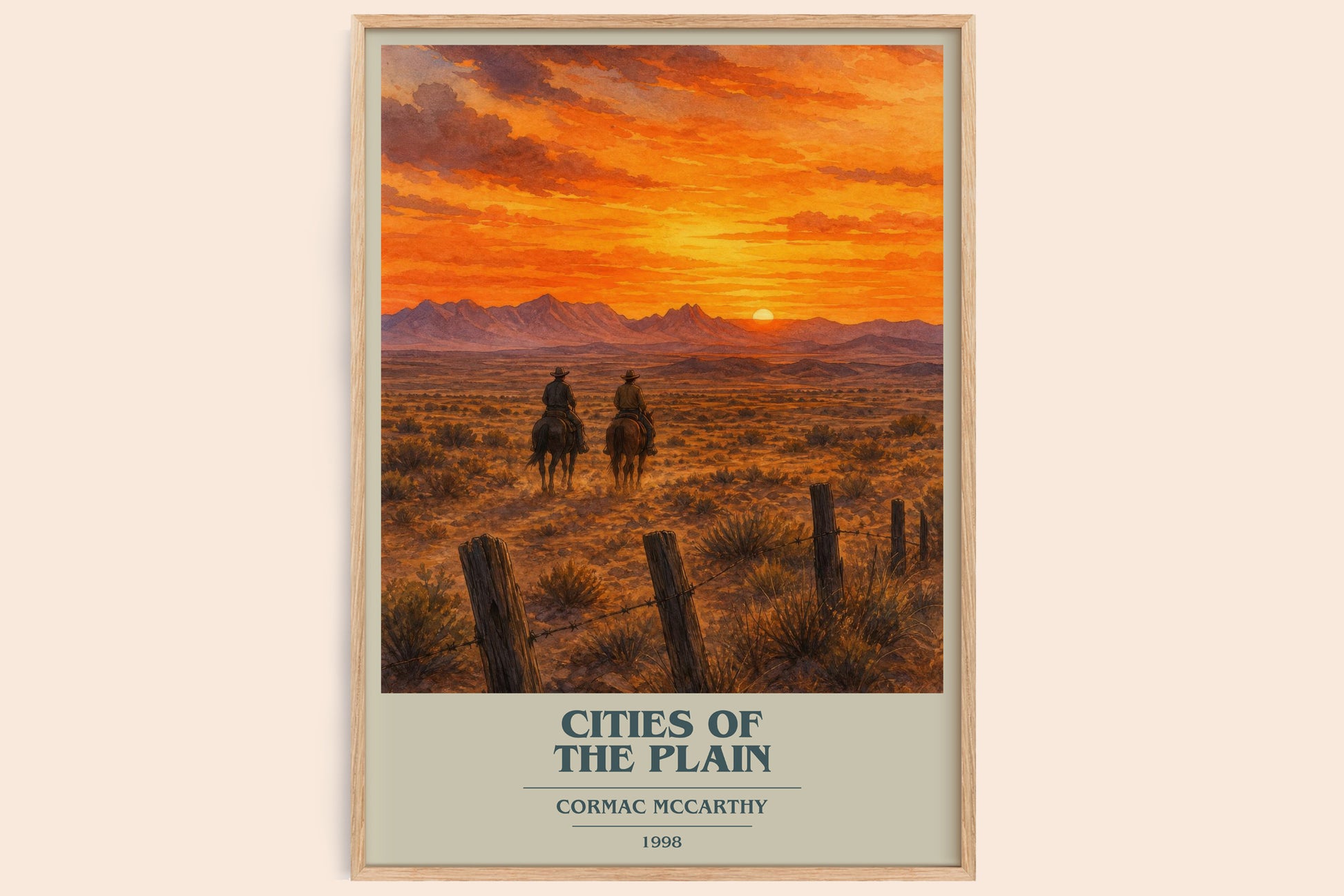 Cities Of The Plain book cover book poster by Cormac Mccarthy – framed literary art print