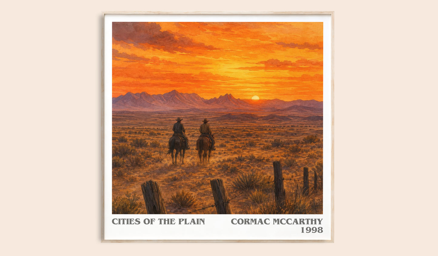 Cities Of The Plain literary book poster by Cormac Mccarthy – framed literary art print