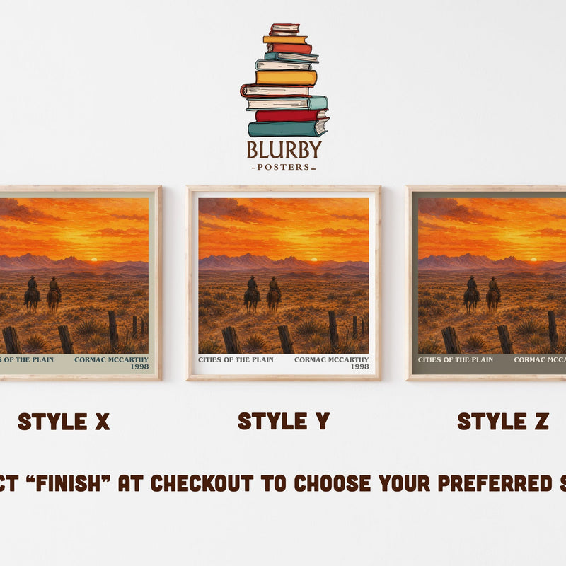 Cities Of The Plain literary print in frame leaning in hallway – literary fiction wall art