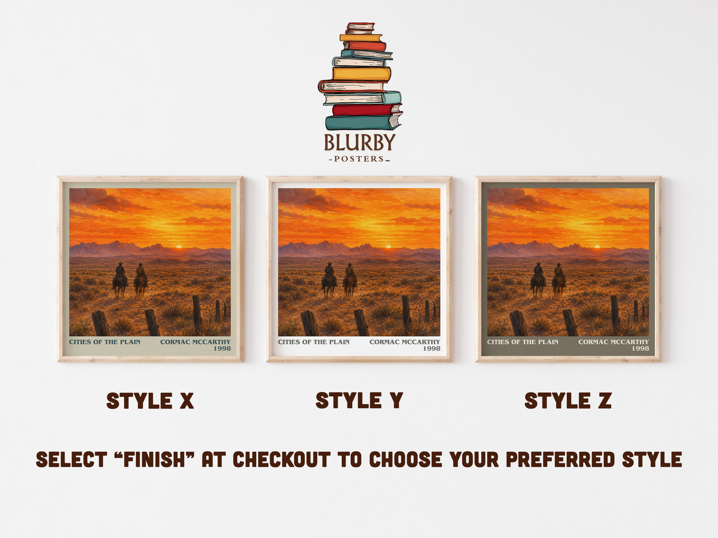 Cities Of The Plain literary print in frame leaning in hallway – literary fiction wall art