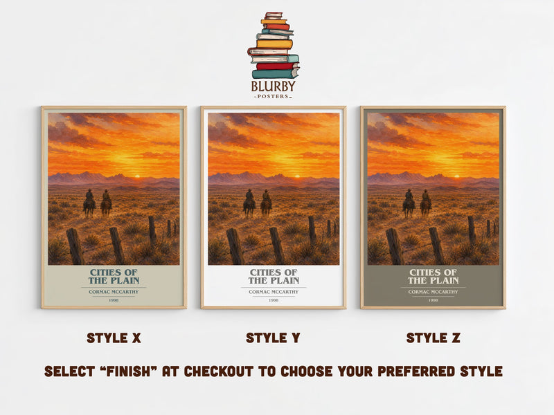 Cities Of The Plain book cover print in frame leaning in hallway – literary fiction wall art