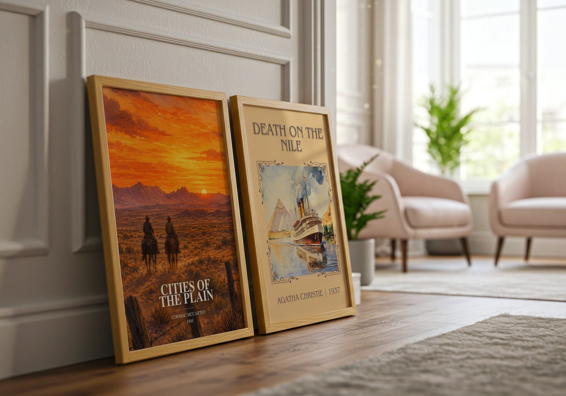 Cities Of The Plain watercolour print framed by window – literary home decor