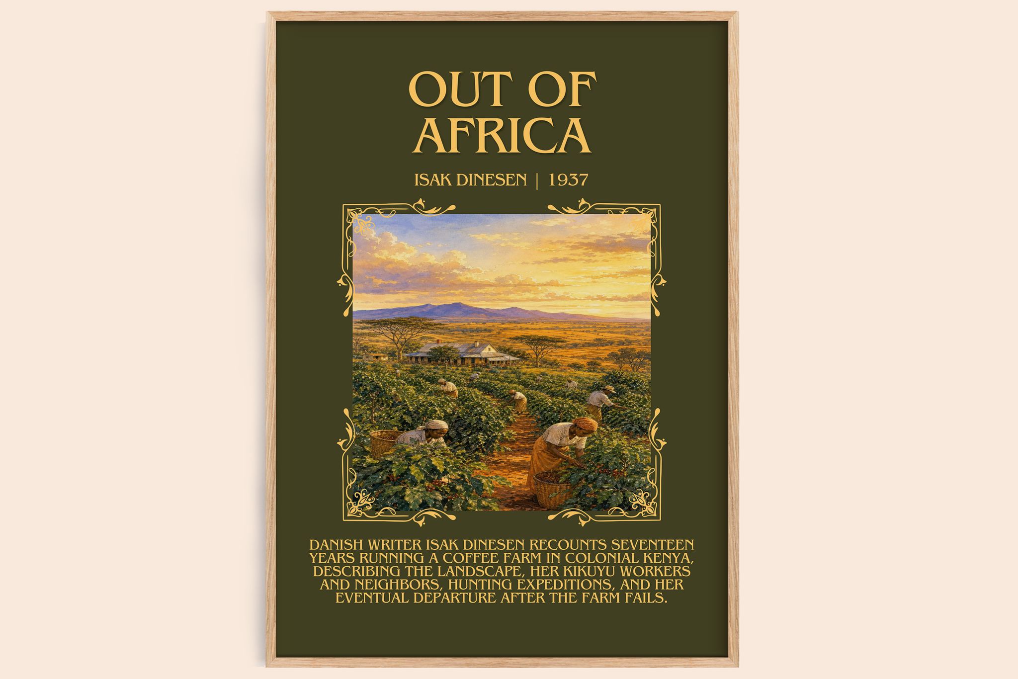Out of Africa Minimalist Book Poster by Isak Dinesen
