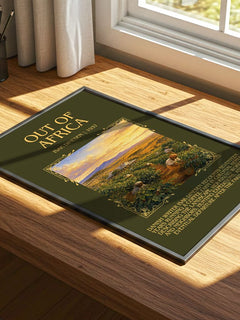 Out of Africa Minimalist Book Poster by Isak Dinesen – print on a sunlit desk