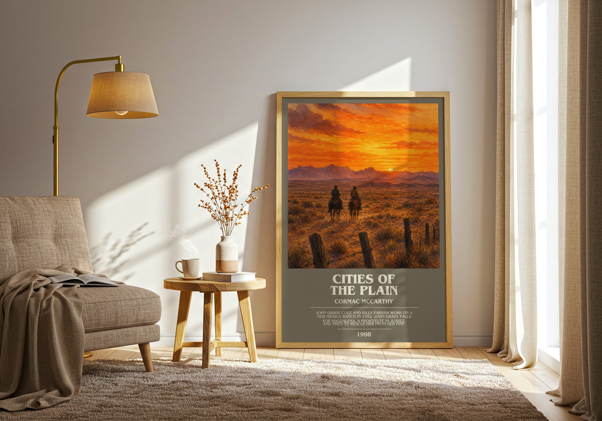 Cities Of The Plain bookish print on bookshelf – Cormac Mccarthy fan gift