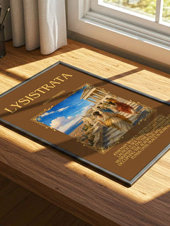 Lysistrata Minimalist Book Poster by Aristophanes – print on a sunlit desk