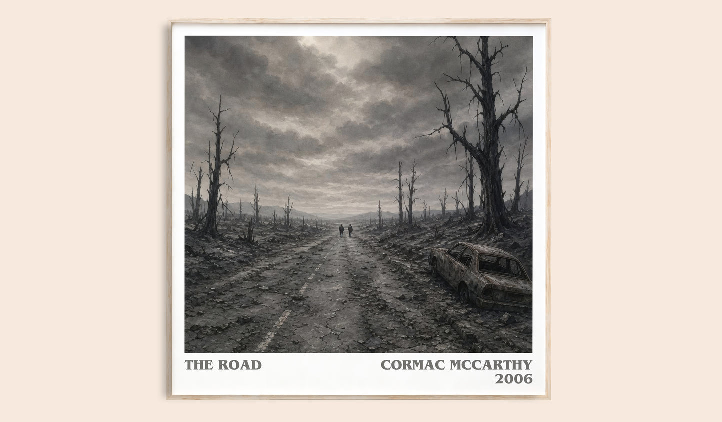 The Road literary book poster by Cormac Mccarthy – framed literary art print