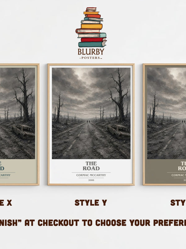 The Road book cover print in frame leaning in hallway – dystopian wall art