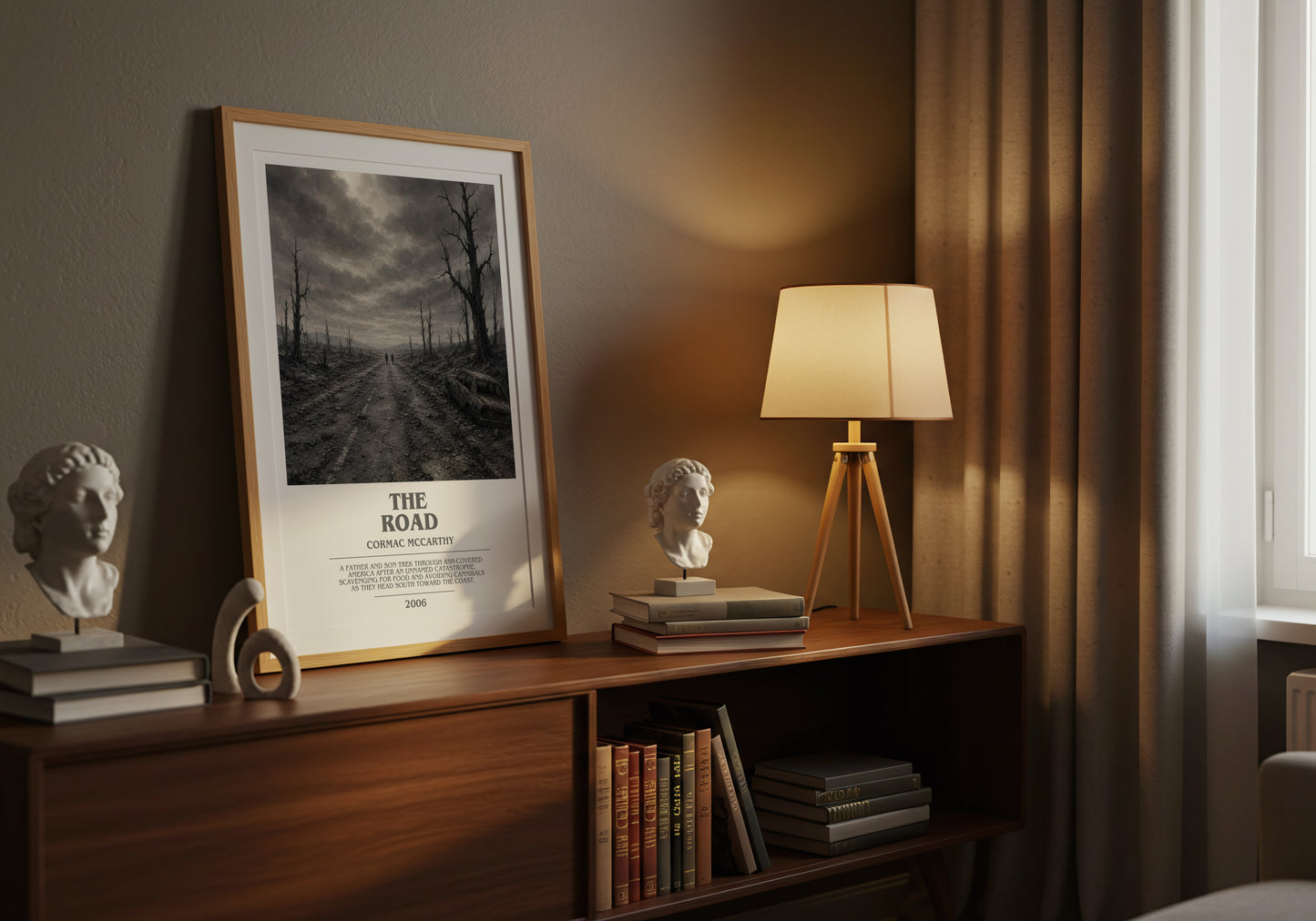 The Road bookish book poster framed on wall – dystopian wall art