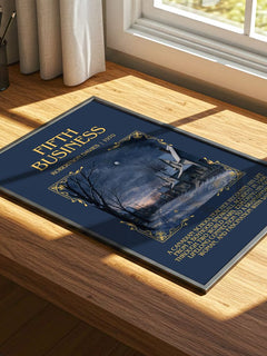 Fifth Business Minimalist Book Poster by Robertson Davies – print on a sunlit desk
