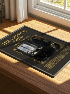 The Captive Mind Minimalist Book Poster by Czesław Miłosz – print on a sunlit desk
