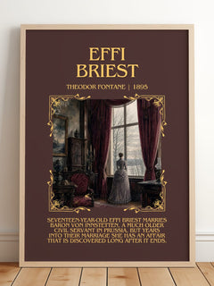 Effi Briest Minimalist Book Poster by Theodor Fontane – framed print leaning on a wooden floor