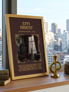 Effi Briest Minimalist Book Poster by Theodor Fontane – framed print on a city-view windowsill