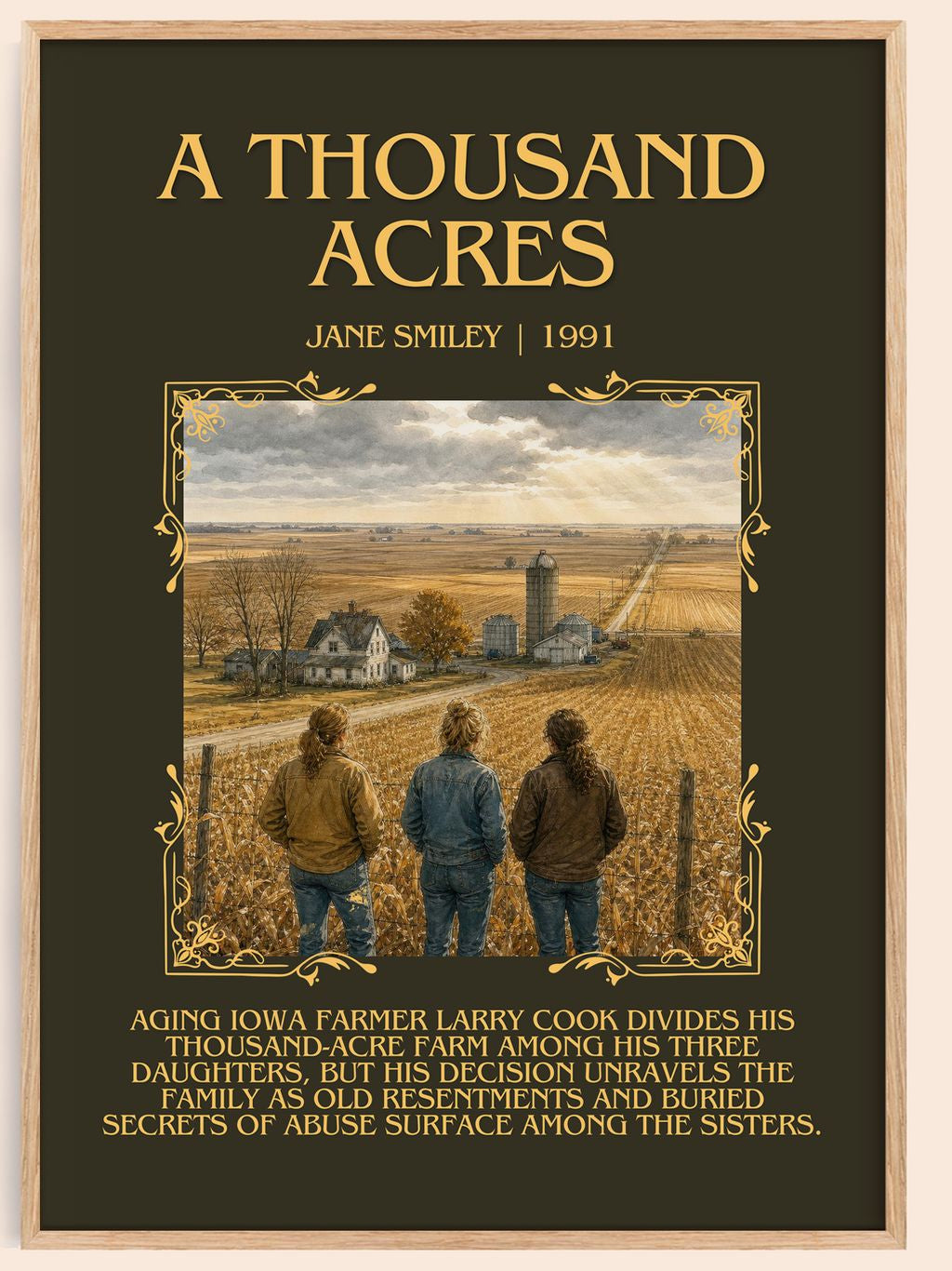 A Thousand Acres Minimalist Book Poster by Jane Smiley – book poster