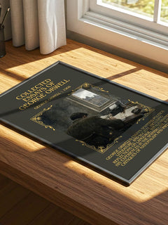 Collected Essays of George Orwell Minimalist Book Poster by G. Orwell – print on a sunlit desk