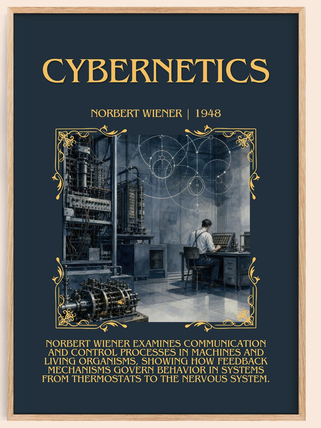 Cybernetics Minimalist Book Poster by Norbert Wiener – book poster