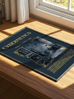 Cybernetics Minimalist Book Poster by Norbert Wiener – print on a sunlit desk