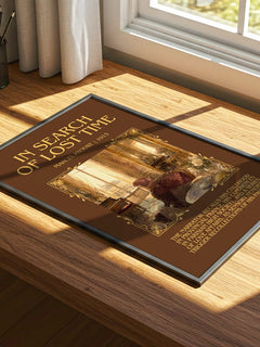 In Search of Lost Time Minimalist Book Poster by Marcel Proust – print on a sunlit desk