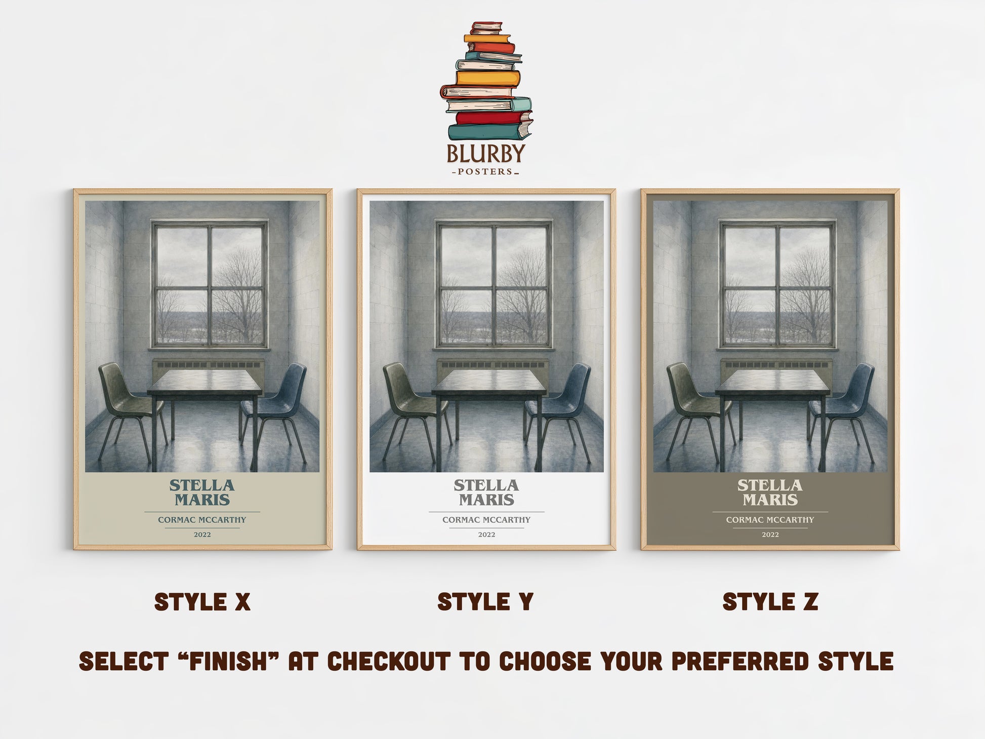 Stella Maris book cover print in frame leaning in hallway – literary fiction wall art
