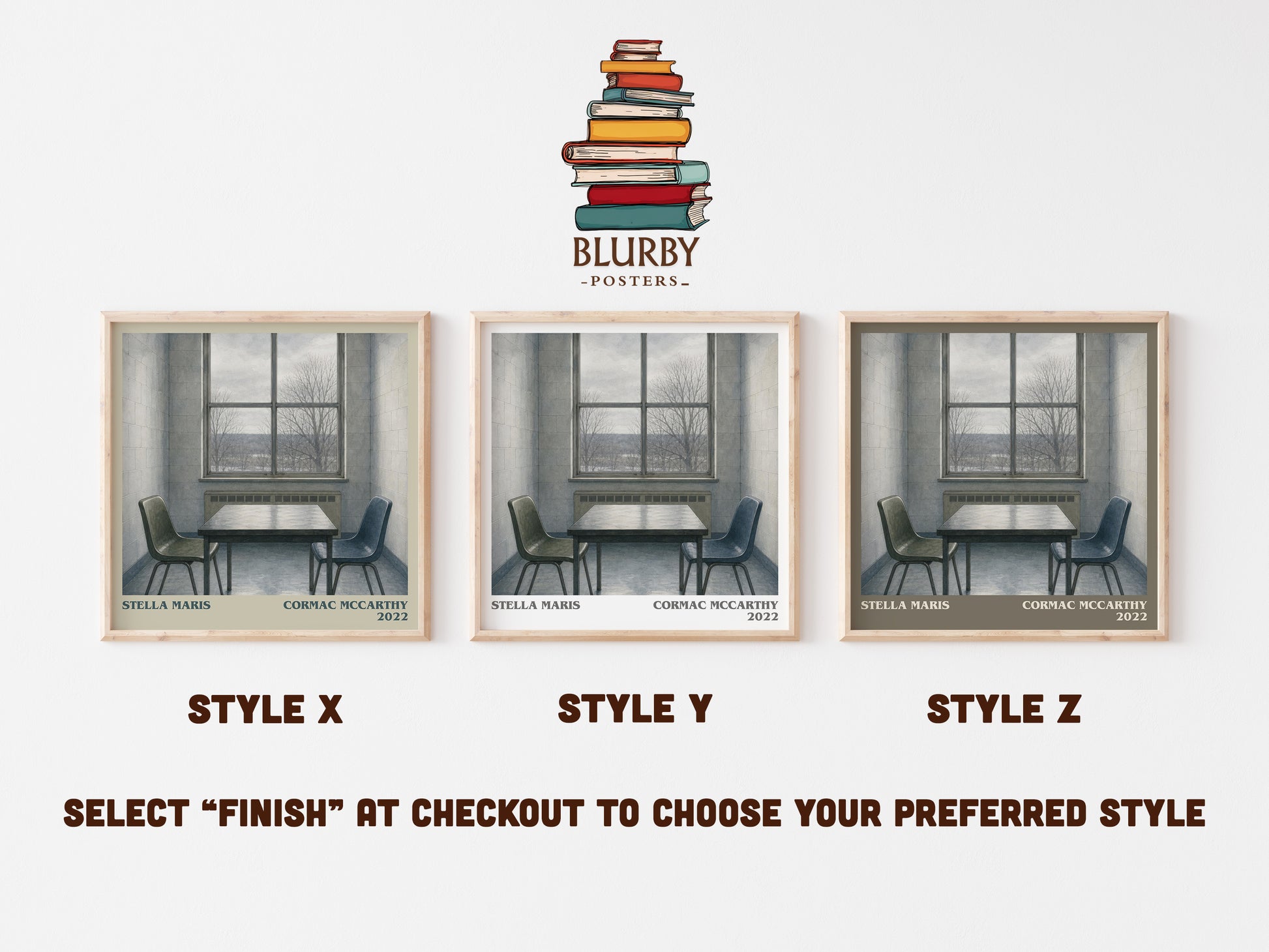 Stella Maris literary print in frame leaning in hallway – literary fiction wall art