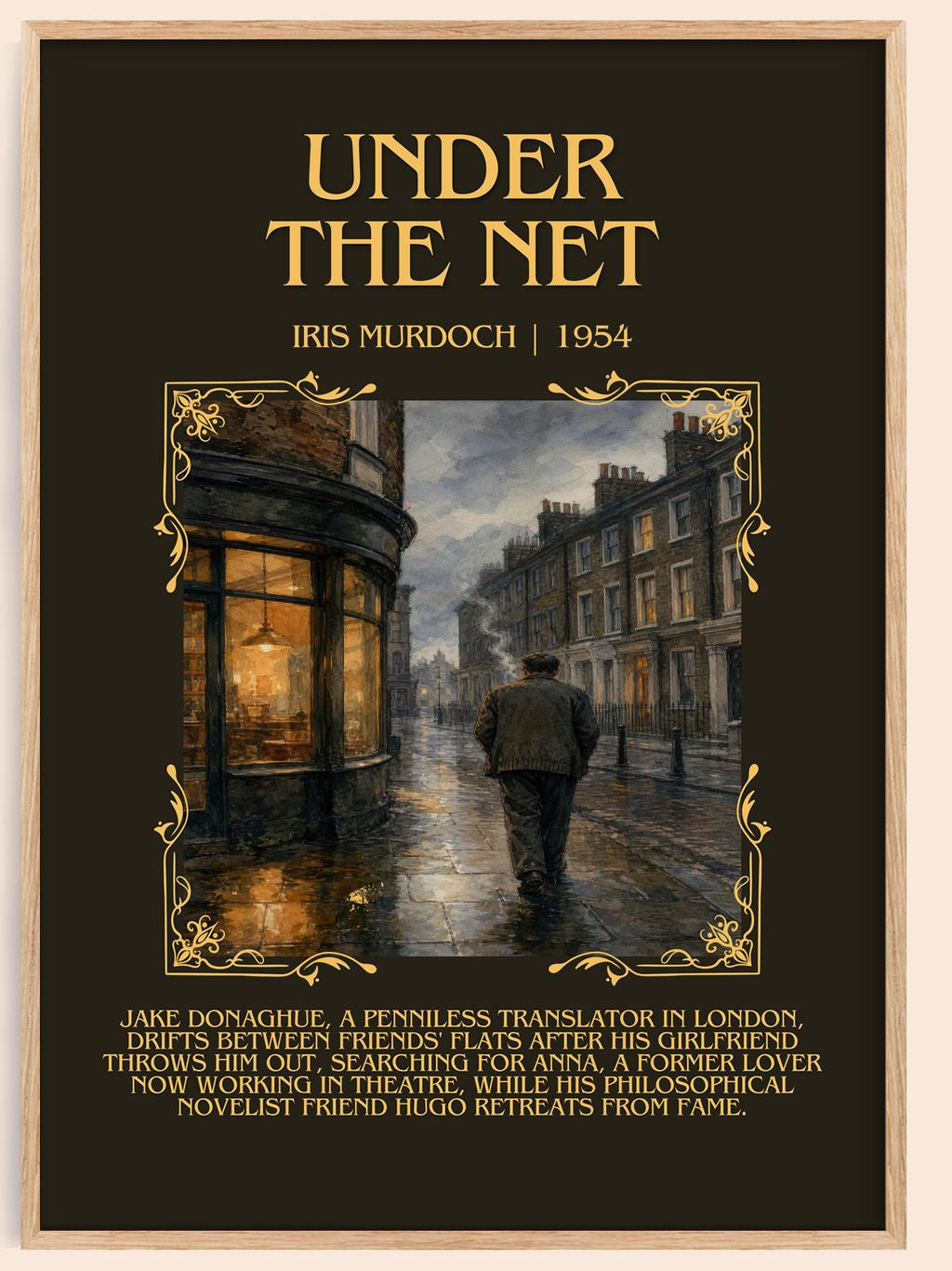 Under the Net Minimalist Book Poster by Iris Murdoch – book poster