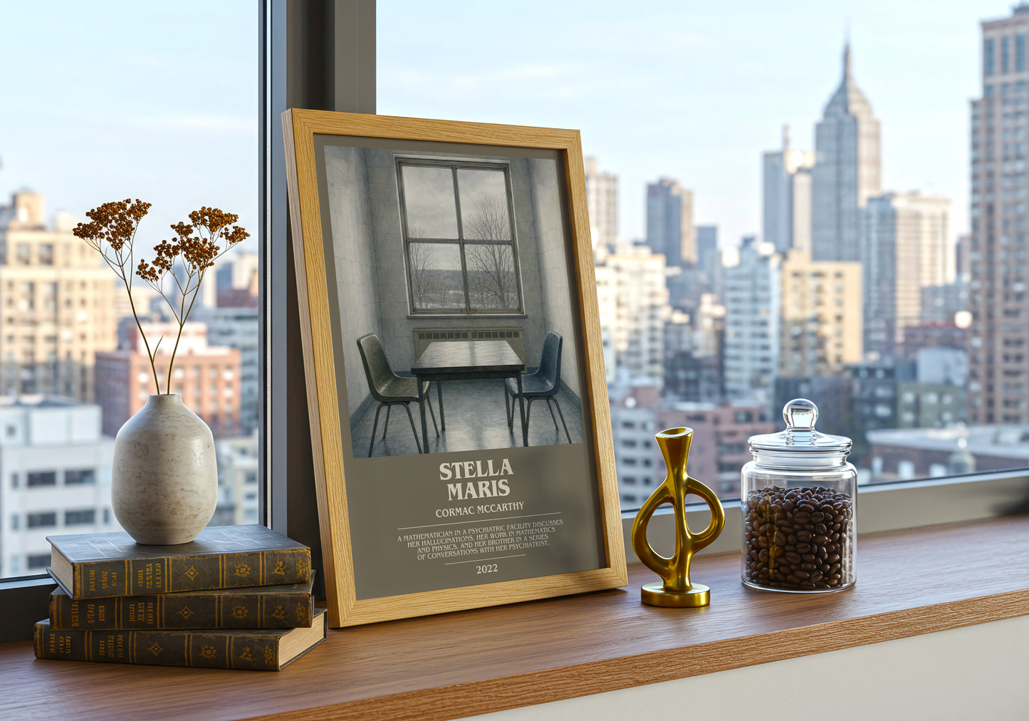 Stella Maris bookish print framed by window – literary home decor