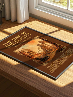 The Day of the Locust Minimalist Book Poster by Nathanael West – print on a sunlit desk