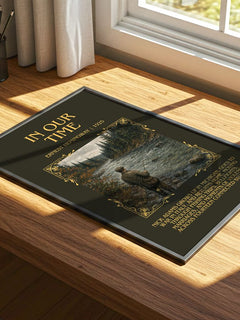 In Our Time Minimalist Book Poster by Ernest Hemingway – print on a sunlit desk