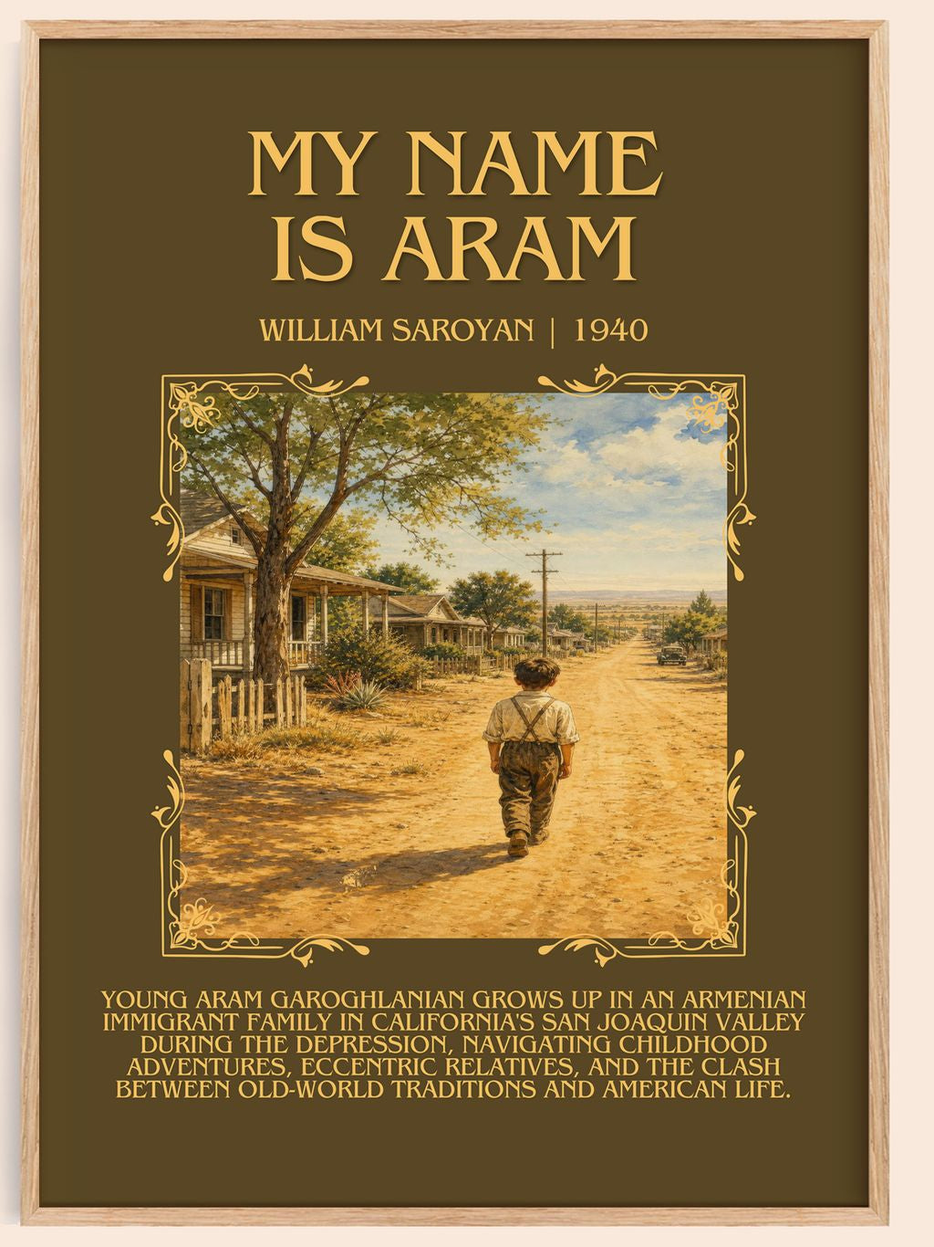 My Name Is Aram Minimalist Book Poster by William Saroyan – book poster