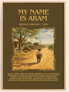 My Name Is Aram Minimalist Book Poster by William Saroyan – book poster