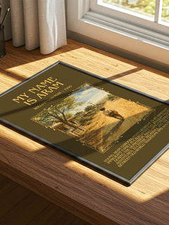 My Name Is Aram Minimalist Book Poster by William Saroyan – print on a sunlit desk