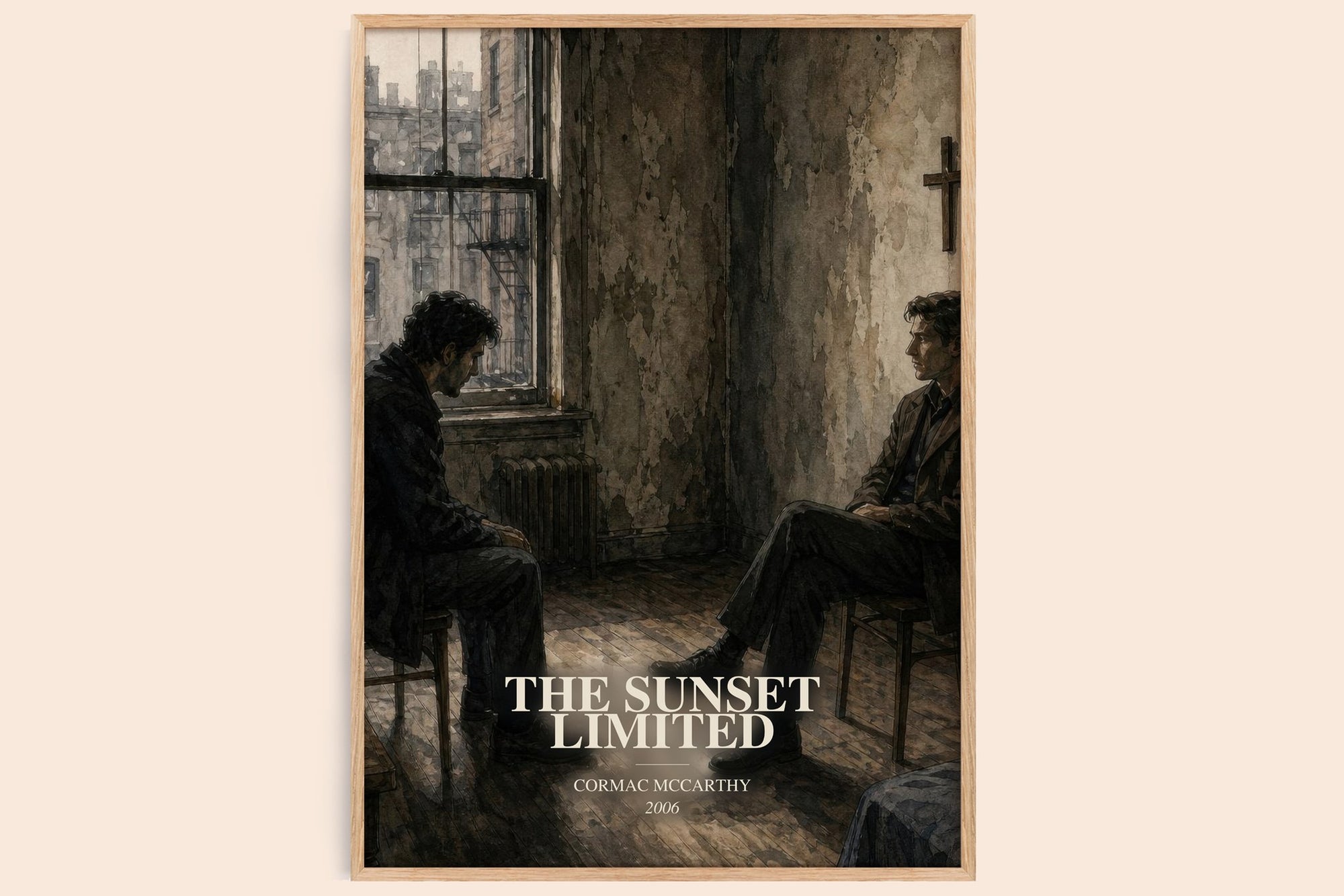 The Sunset Limited watercolour book poster by Cormac Mccarthy – framed literary art print