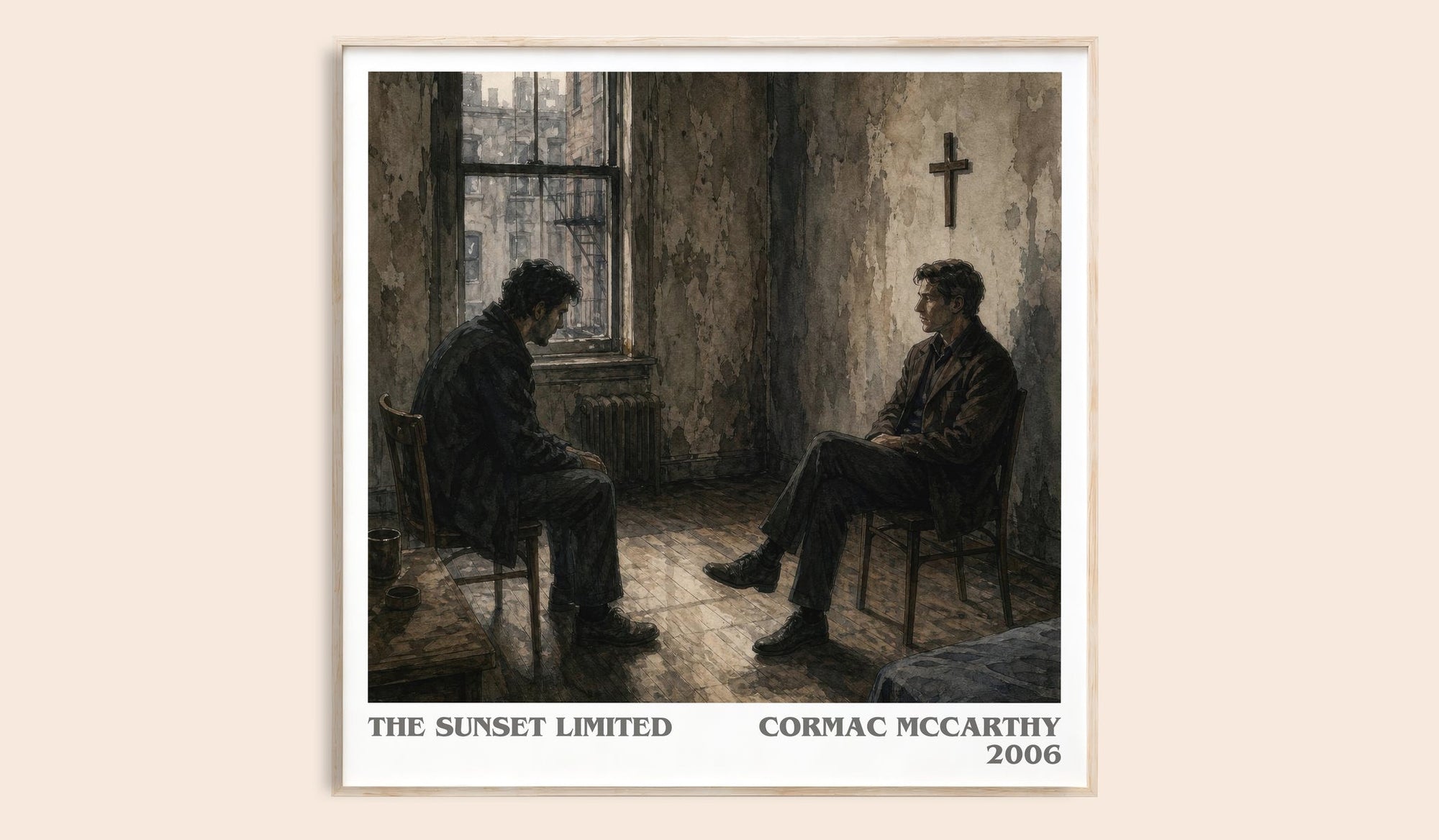 The Sunset Limited literary book poster by Cormac Mccarthy – framed literary art print