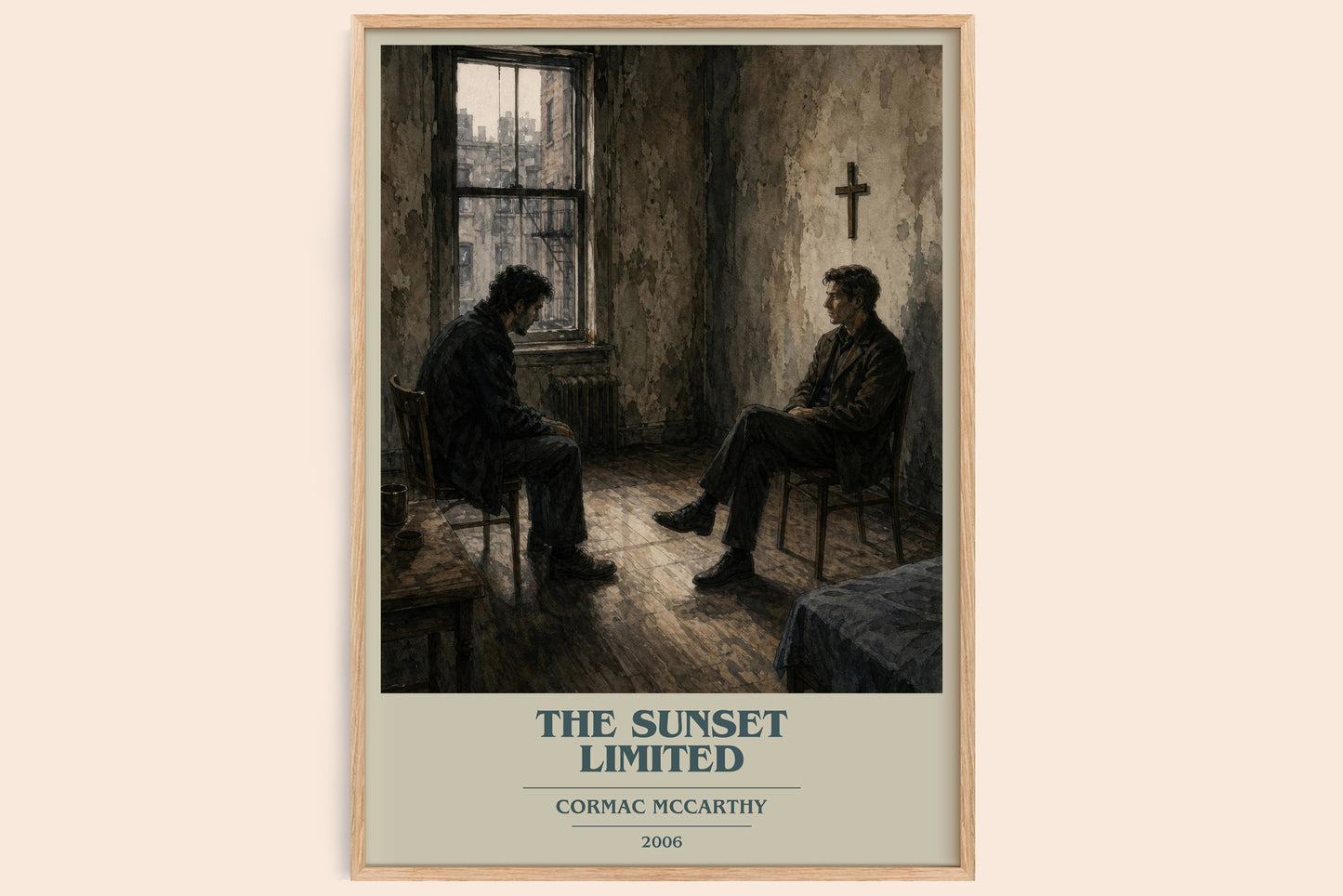 The Sunset Limited book cover book poster by Cormac Mccarthy – framed literary art print