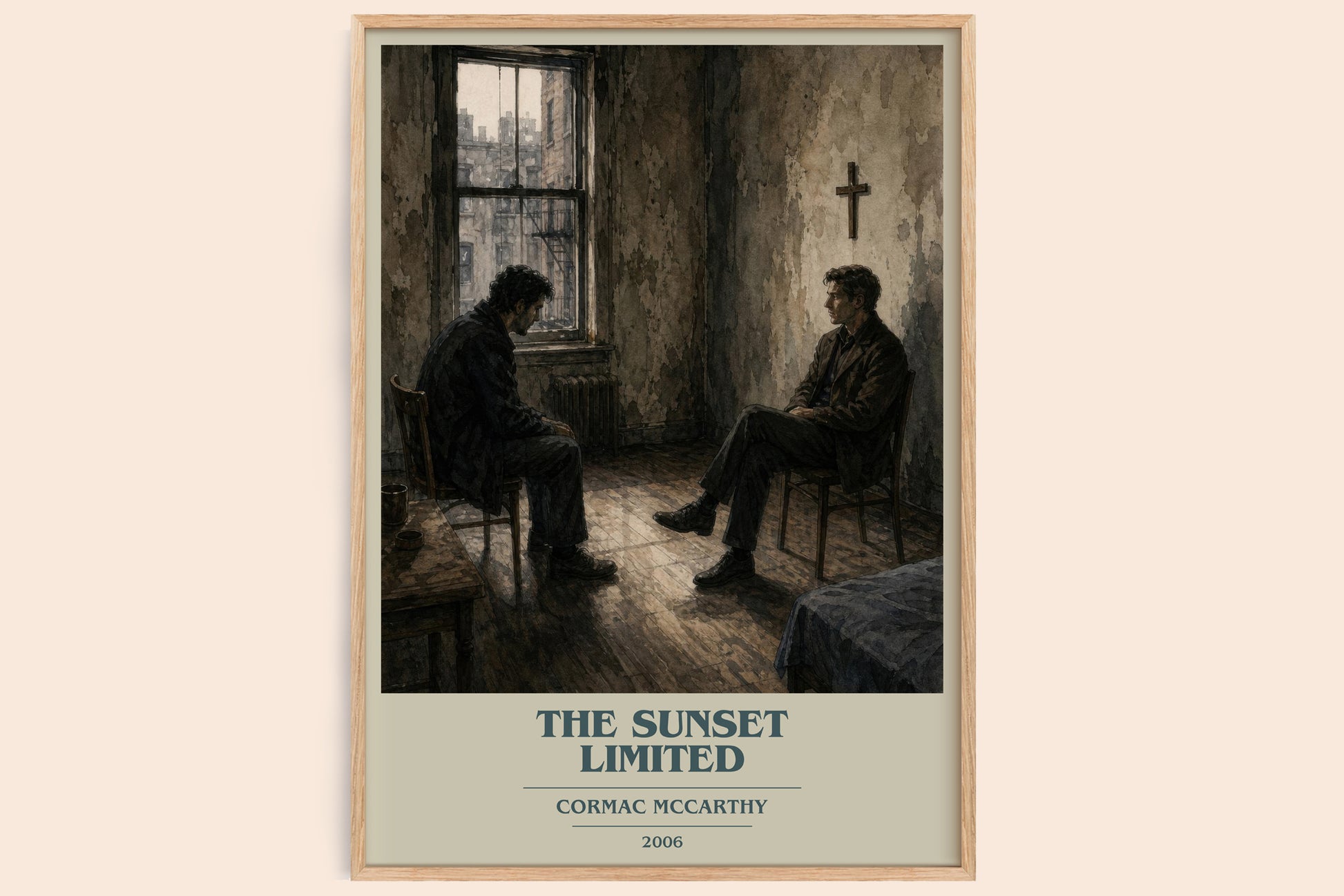The Sunset Limited book cover book poster by Cormac Mccarthy – framed literary art print